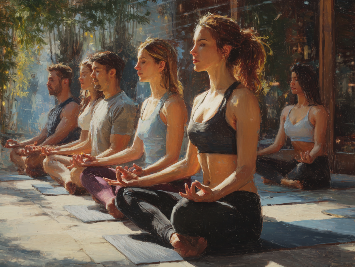 Спокойна йога медитация в природа